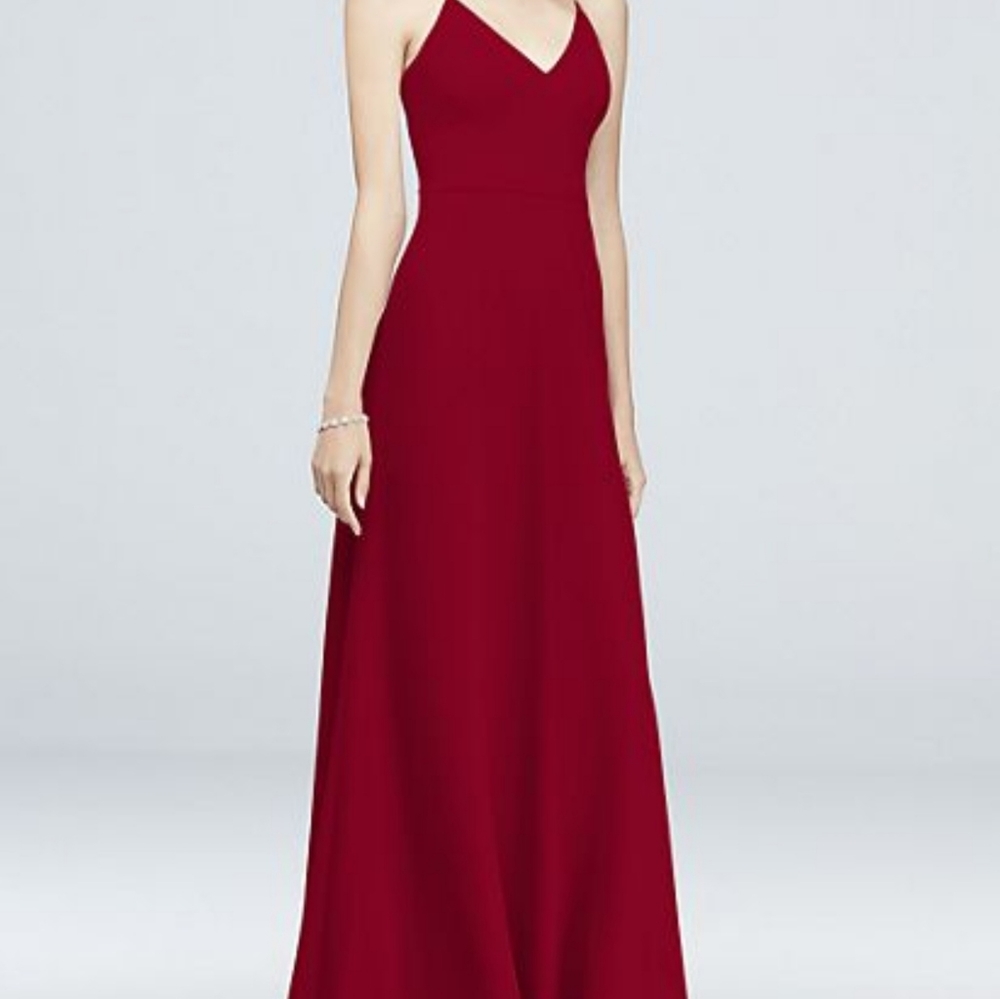 David's Bridal Steel Blue Bridesmaid Dress Size 2